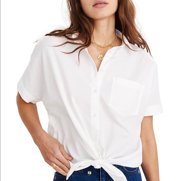 Madewell Tops - Madewell Short Sleeve Tie Front Button Up Shirt XS